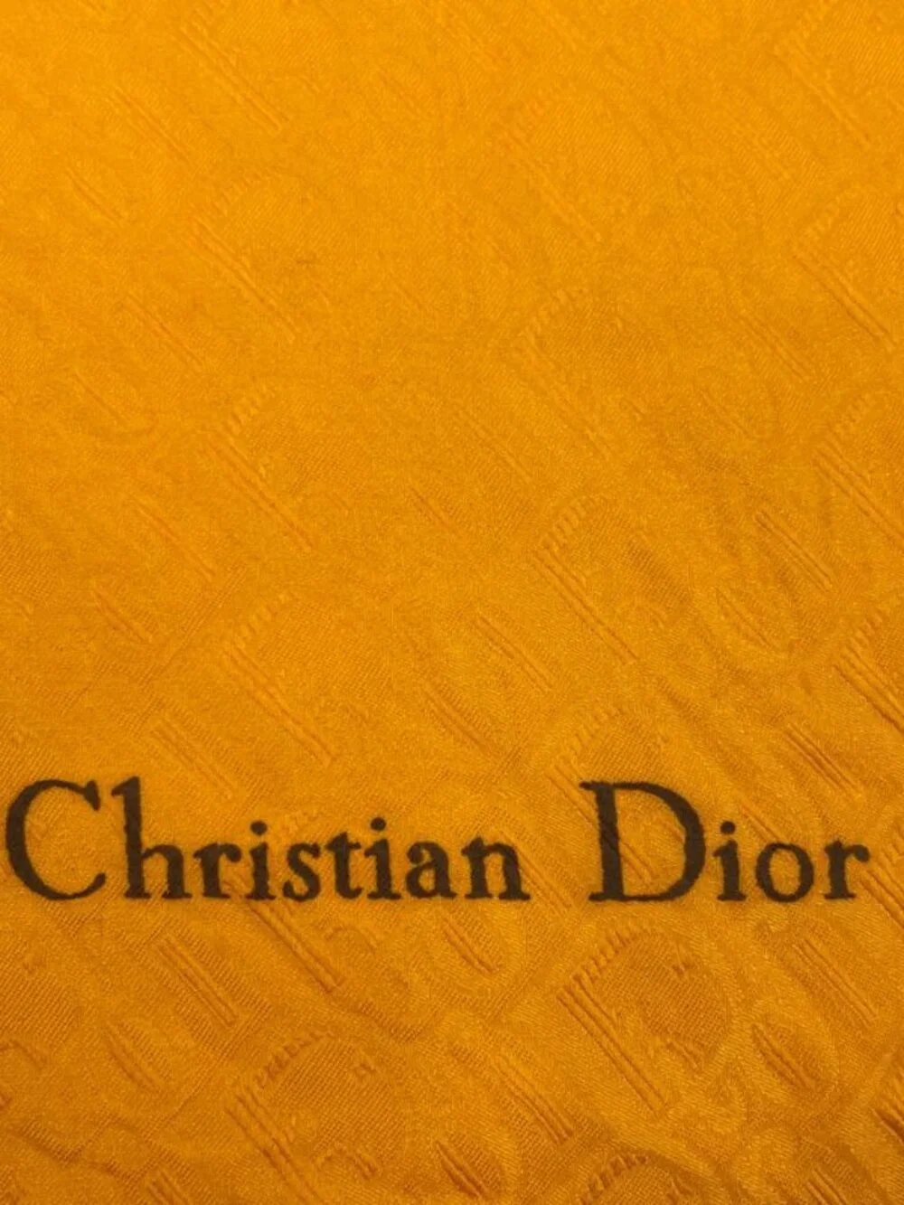Dior Christian Scarf Silk Logo Trotter Pattern All Over Yellow